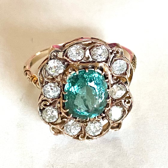 Image of ANTIQUE TOURMALINE AND DIAMOND RING
