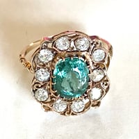 Image 1 of ANTIQUE TOURMALINE AND DIAMOND RING