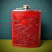 Leather-wrapped Flask - Red Sun (Red)