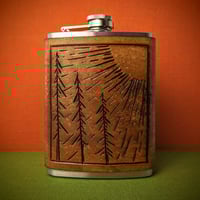 Leather-wrapped Flask - Trees (Natural)