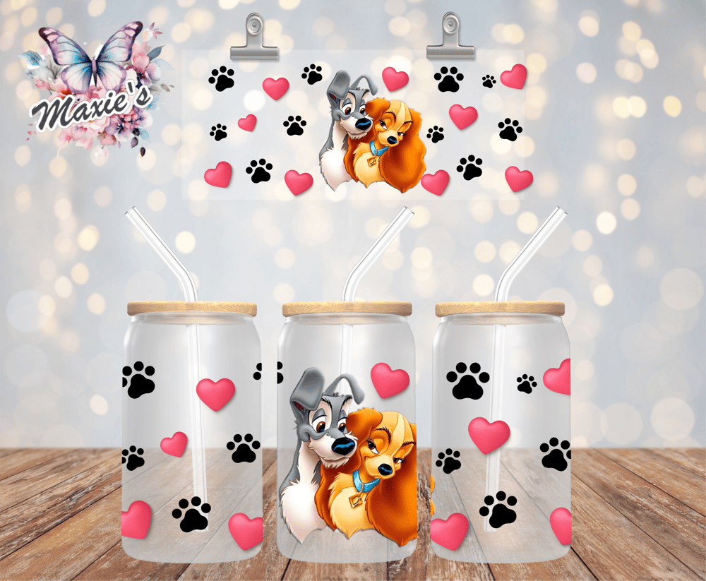 Image of  Lovely Doggo Couple Graphic 16oz. UVDTF Cup Wrap 