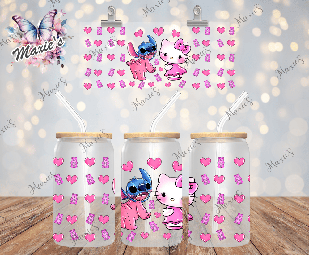 Image of Besties Fun in Gummy Bear Land Graphic Design 16oz. UVDTF Cup Wrap 