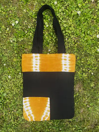 Image 1 of Mustard + Black Adire Tote Bag : Decision Sacred Art Gallery