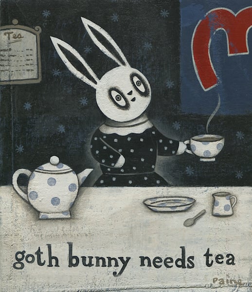 Image of Goth Bunny Needs Tea