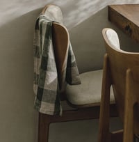 Image 2 of large green checked linen t-towel