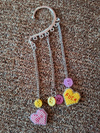 Image 3 of Rude Conversation Heart Earrings / Wrap Cuff