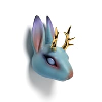 Image 3 of Chikkoi Jackalope (teal/gold antlers)