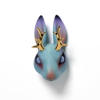 Image 4 of Chikkoi Jackalope (teal/gold antlers)