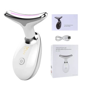 Image of Face Neck Beauty Device LED Light Firming Rejuvenation Anti Wrinkle Thin Double Chin 