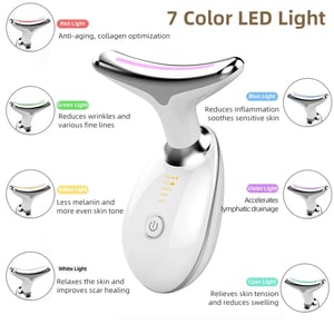 Image of Face Neck Beauty Device LED Light Firming Rejuvenation Anti Wrinkle Thin Double Chin 