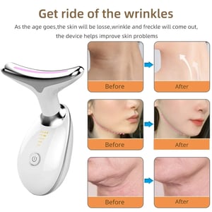 Image of Face Neck Beauty Device LED Light Firming Rejuvenation Anti Wrinkle Thin Double Chin 