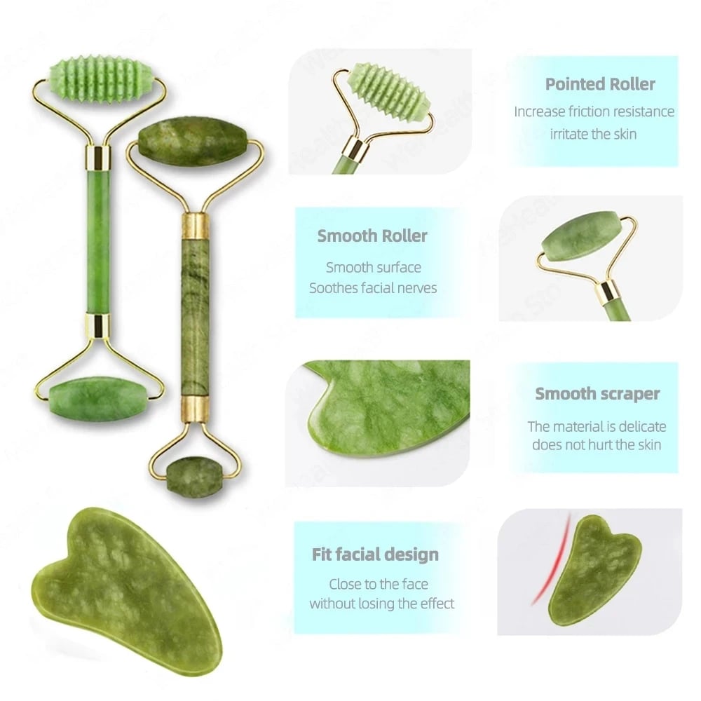 Image of Gua Sha Face Massager Roller Jade Store Scraper Roller Massage  Body 