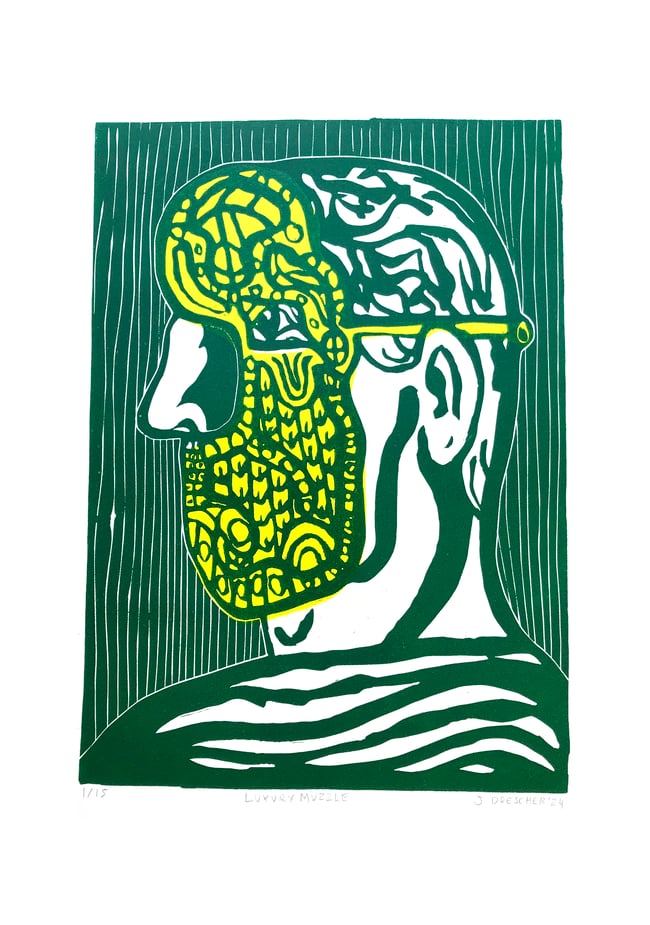 Luxury muzzle Linocut