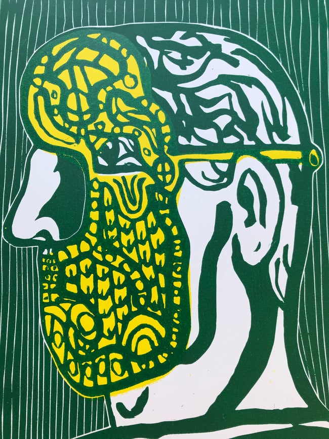 Luxury muzzle Linocut