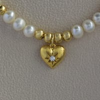 Image 4 of Freshwater Pearl and Gold Heart Necklace