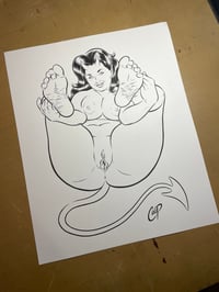 Image 2 of CURVY DEVIL GIRL FEET UP Original art