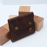 Fold Over Two Snap Wallet in dark vintage brown