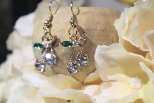 Rhinestone Cherry Earrings 