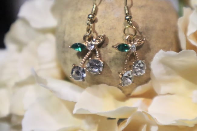 Rhinestone Cherry Earrings 