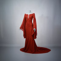 Image 1 of Elven morticia mermaid lace red wedding dress