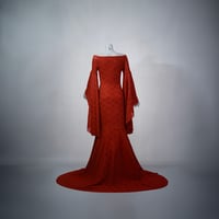 Image 3 of Elven morticia mermaid lace red wedding dress