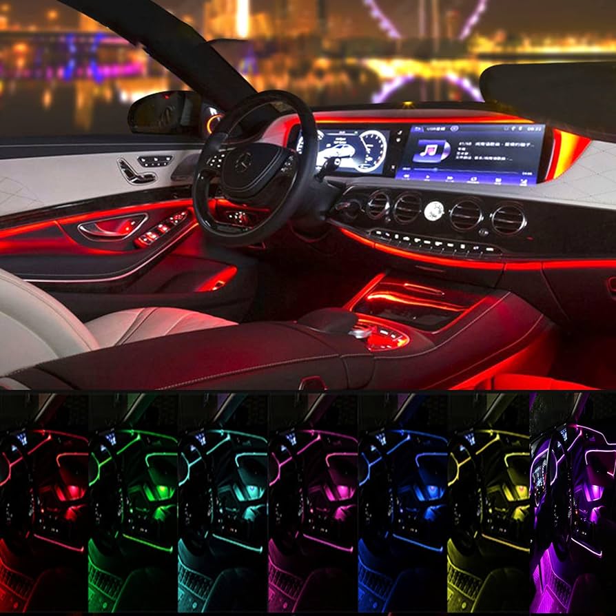 Image of Led neon lights car interior. 5m