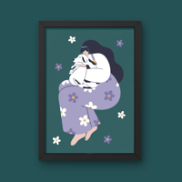 Illustration limitée A5 et A6 - Sieste avec son chien