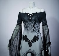 Image 2 of Moon silver dress wedding gown phases gothic elven fantasy maxi long train elven blacmetal