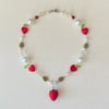 strawberry leaf heart necklace
