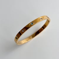 Image 2 of 18K Gold Plated Evil Eye Bangle Bracelet 