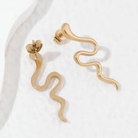 Image 2 of 18K Gold Plated Snake Earrings