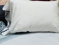 Image 2 of White Pillowcase with Indigo Applique