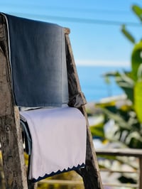 Image 1 of White Pillowcase with Indigo Applique