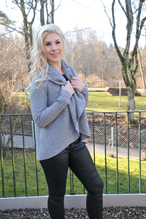 Image of Schalkragenjacke 100% Cashmere hellgrau