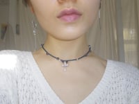 Image 1 of Blue Beaded Choker with a Cross 
