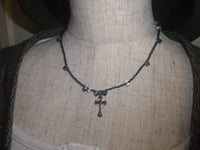 Image 5 of Blue Beaded Choker with a Cross 