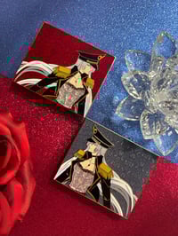 Image 1 of Black Lobelia Panel Enamel Pins