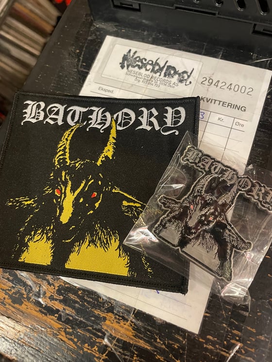Image of Bathory pin and patch