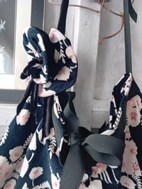 Image 4 of Black & Pink Bohemian Floral Cotton Fabric Shopping Bag Belle Époque Style