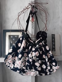 Image 5 of Black & Pink Bohemian Floral Cotton Fabric Shopping Bag Belle Époque Style