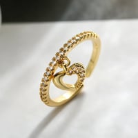 Image 2 of 18K Gold Plated Heart Charm Ring