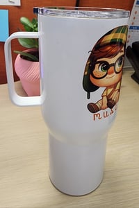 Image 1 of  25 OZ White Coffee Travel Tumbler Cups with Lid and Handle