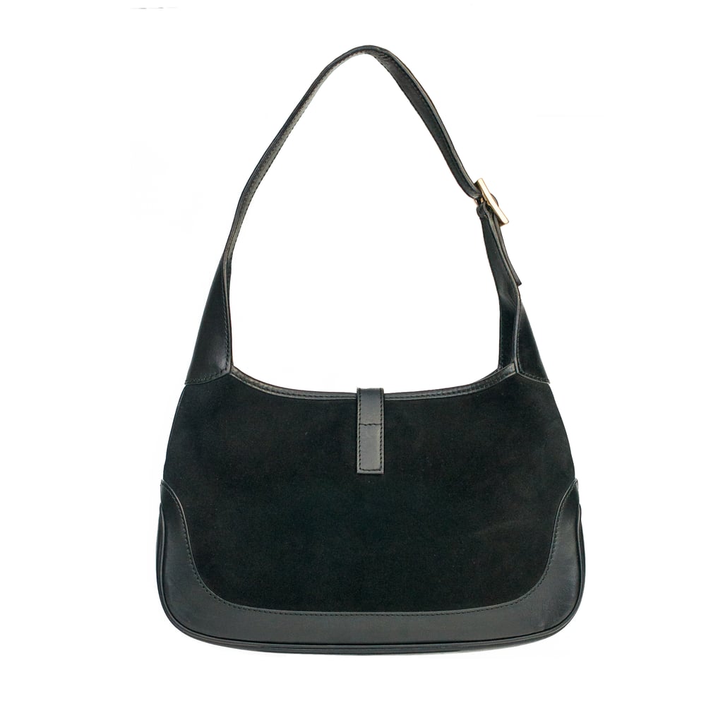 Image of Gucci Black Suede & Leather Jackie Shoulder Bag