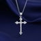 Image of White Gold Plated Zircon Cross Pendant Necklace