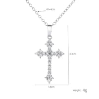 Image 3 of White Gold Plated Zircon Cross Pendant Necklace