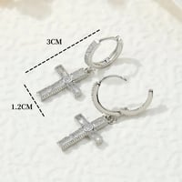 Image 3 of White Gold Plated Zircon Cross Earrings