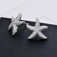 Image 1 of White Gold Plated Starfish Earrings 