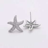 Image 3 of White Gold Plated Starfish Earrings 