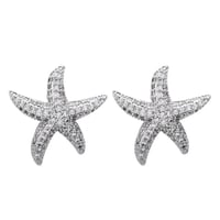 Image 2 of White Gold Plated Starfish Earrings 