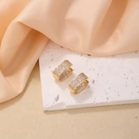 Image 2 of Gold Plated Thick Huggie Earrings